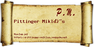 Pittinger Miklós névjegykártya